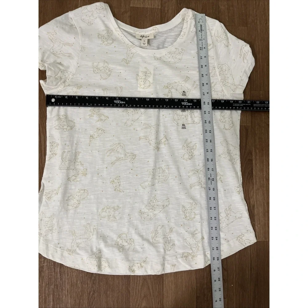 Style & Co Women's T-shirt XL All Over Animal Print Breathable Cotton Shimmery‎
